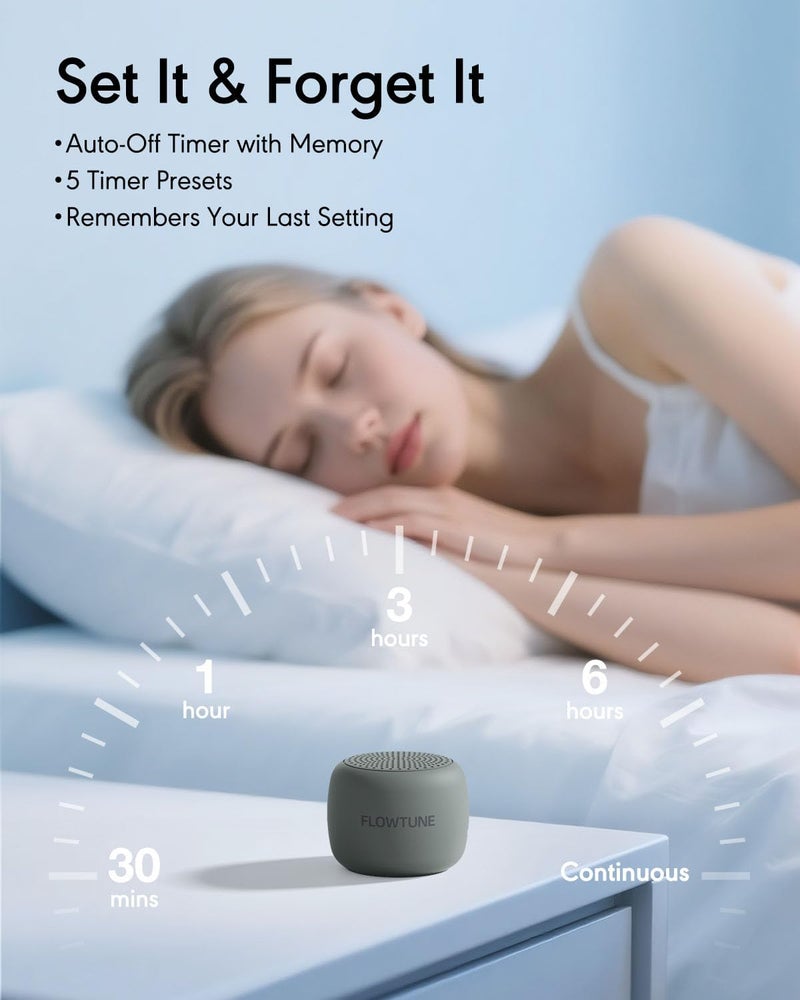 FLOWTUNE Sound Machine White Noise Machine for Baby Adults, Mini Portable Sound Machine for Travel, 6H Timer, 18 Soothing Sleep Sounds Gift (Slate) - Image 5